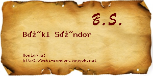 Béki Sándor névjegykártya